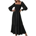thumbnail image 1 of Fesfesfes Women Dress Casual Sexy Long Sleeve Pullover Square Neck Long Sleeve Ruffle High Waist Dress Sale or Clearance, 1 of 6