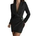 thumbnail image 1 of Fesfesfes Women Dress Casual Solid Dress V Neck Turndown Collar Long Sleeve Dress Button Mini Suits Dress Semi Formal Dresses Sale or Clearance, 1 of 7