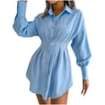 thumbnail image 1 of Fesfesfes Women Dress Casual Solid V-Neck Long Sleeve Loose T-Shirt Fall Blouse Button Tops Clothes Sale, 1 of 8