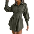 thumbnail image 1 of Fesfesfes Women Dress Casual Solid V-Neck Long Sleeve Loose T-Shirt Fall Blouse Button Tops Clothes Sale, 1 of 8
