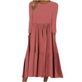 thumbnail image 1 of Fesfesfes Women Dress Fall And Winter Casual Round Neck Long Sleeve Folding Solid With Pocket Dresses Plus Size $10, 1 of 5