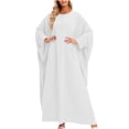 thumbnail image 1 of Fesfesfes Women Dress Loose Robe Casual Dress Foundation Solid Color Large Dress Long Sleeve Dress Plus Size $10, 1 of 8
