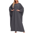 thumbnail image 1 of Fesfesfes Women Dress Loose Robe Casual Dress Foundation Solid Color Large Dress Long Sleeve Dress or, 1 of 8