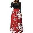 thumbnail image 1 of Fesfesfes Women Dress Plus Size Christmas Print Long Sleeve Round-neck Ankle-Length Long Dress Tops on, 1 of 6