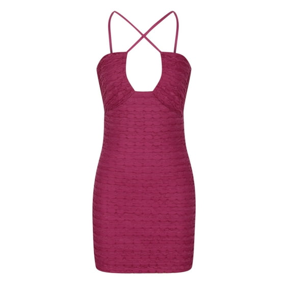 Fesfesfes Women Dress Pure Color Tight Fitting Bandage Buttock Dress