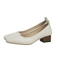 thumbnail image 1 of Fesfesfes Women Dress Shoes 2023 Shoes Snd Fall New Heels Round Toe Soft Faux-Leather Shoes French Retro Thick Heels Dressy Work Shoes 6.5(38), 1 of 7