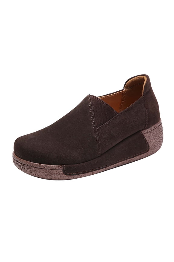 Women Dress Shoes Round Toe Fashion Thick-soled Rocking Shoes Lightweight Shoes Comfortable Mother Shoes Casual Synthetic Shoes 40(7.5)