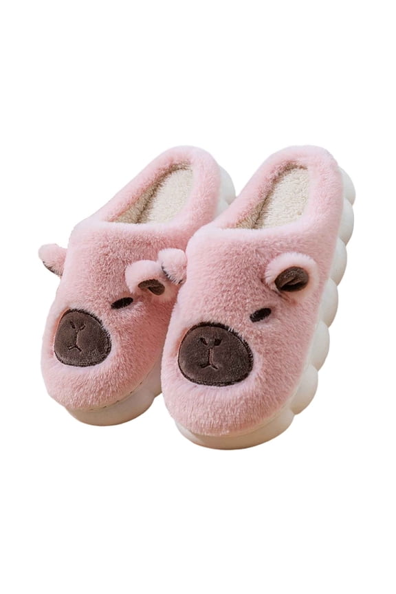 Women Fashion Bear Slippers Winter Warm House Shoes Cozy Plush Indoor Footwear Non Slip Soft Sole Home Comfort Cute Design for Ladies(Pink,40(US:7.5))