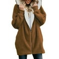 thumbnail image 1 of Fesfesfes Women Flannel Coat Casual Coats Long Sleeve Solid Hoodies Cardigan Zipper Sweatshirts Blouse Hoodied Tops On Sale, 1 of 5