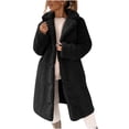 thumbnail image 1 of Fesfesfes Women Flannel Coat Loose Fall And Winter Wool Long Sleeved Lapel Women Flannel Coat Wool Medium Long Coa, 1 of 8