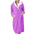 thumbnail image 1 of Fesfesfes Women Flannel Hooded Pajama Set Long Sleeve Printed Loungewear Soft Cozy Sleepwear with Pocket Home Wear Robe Bathrobe with Belt for Women Ladies(Purple,M), 1 of 3