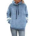 thumbnail image 1 of Fesfesfes Women Flannel Shirt Casual Long Sleeve Solid Hoodies Pullover Drawstring Plush Sweatshirts Blouse Hoodies Tops Sale on Clearance, 1 of 7