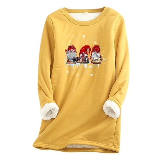 Fesfesfes Women Flannel Shirt Fashion Christmas Printing Regular Sleeve Fall Winter Loose Vacation Casual Sleeve Round Neck Shirt Tops Under $10