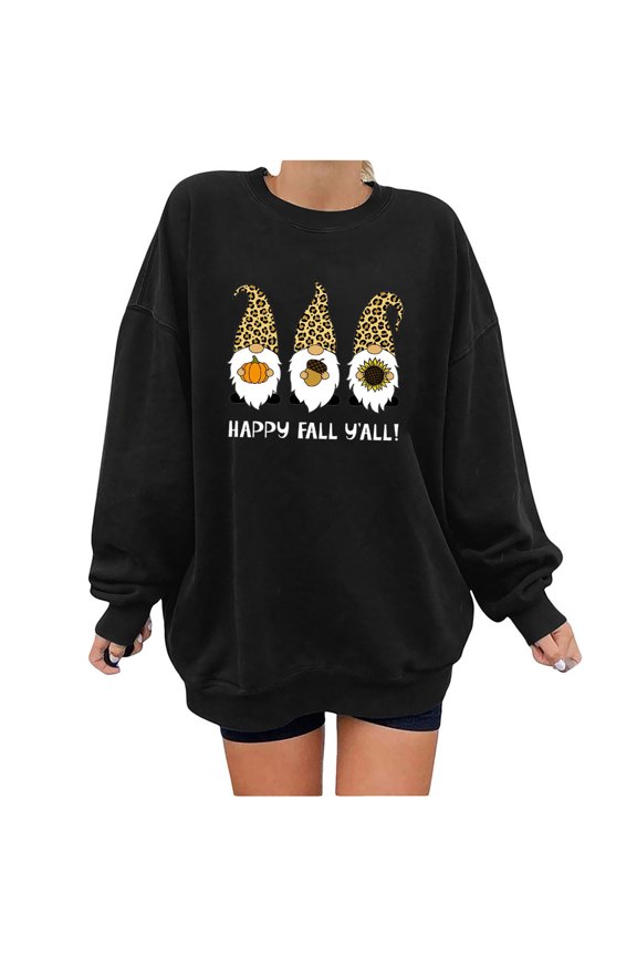 Women Flannel Shirt Fashion Fall Printed Loose Long Sleeve Blouse Round Neck Casual Pullover Tops Sweatershirt