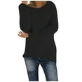 thumbnail image 1 of Fesfesfes Women Flannel Shirt Fashion O-neck Loose Plush Solid Color Long Sleeves Sweater T-shirt Tops, 1 of 4