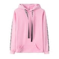 thumbnail image 1 of Fesfesfes Women Flannel Shirt Hooded Long Sleeve Solid Plush Sweatshirt Medium Length Tops, 1 of 3
