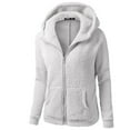 thumbnail image 1 of Fesfesfes Women Flannel Shirt Hooded Sweater Coat Winter Warm Wool Zipper Coat Cotton Coat Outwear, 1 of 9