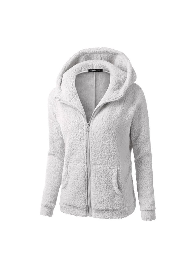 Women Flannel Shirt Hooded Sweater Coat Winter Warm Wool Zipper Coat Cotton Coat Outwear