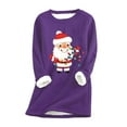 thumbnail image 1 of Fesfesfes Women Flannel Shirt Thick Fleece Printing Sweatshirt Winter Velvet Warm O-neck Underwear Top, 1 of 2