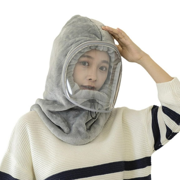 Fesfesfes Women Flannel Winter Hats Mask Set Warm Cap With Transparent Fogless Protective Mask Hat Sets For Ride