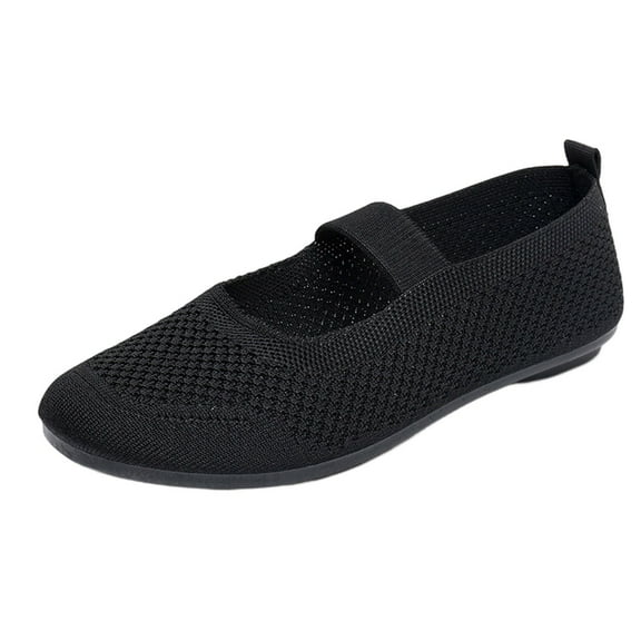 Fesfesfes Women Flats Shoes Round Toe Cloth Shoes Mother's Shoes Breathable Flat Bottomed Black Work Shoes Soft Bottomed Comfortable Shallow Cut Lightweight Shoe Fly Woven 39(7)