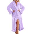 thumbnail image 1 of Fesfesfes Women Fleece Bathrobe Long Sleeve Plush Robe with Pockets Waist Cozy Casual Wear Soft Winter Robe Warm Cardigan Style Bathrobe for Home Relaxation Spa Hotel(Purple,M), 1 of 6