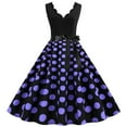 thumbnail image 1 of Fesfesfes Women Gowns A Line Flare Vintage Dress Prom Swing Sleeveless Polka Dot Printing Party Dress, 1 of 1