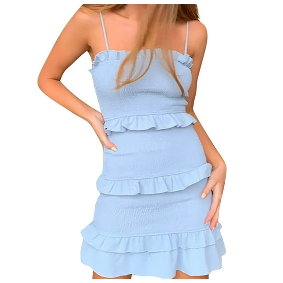 Fesfesfes Women Gowns Cool Solid Color Casual Formol Party Pleated Sling Elegant Dress or