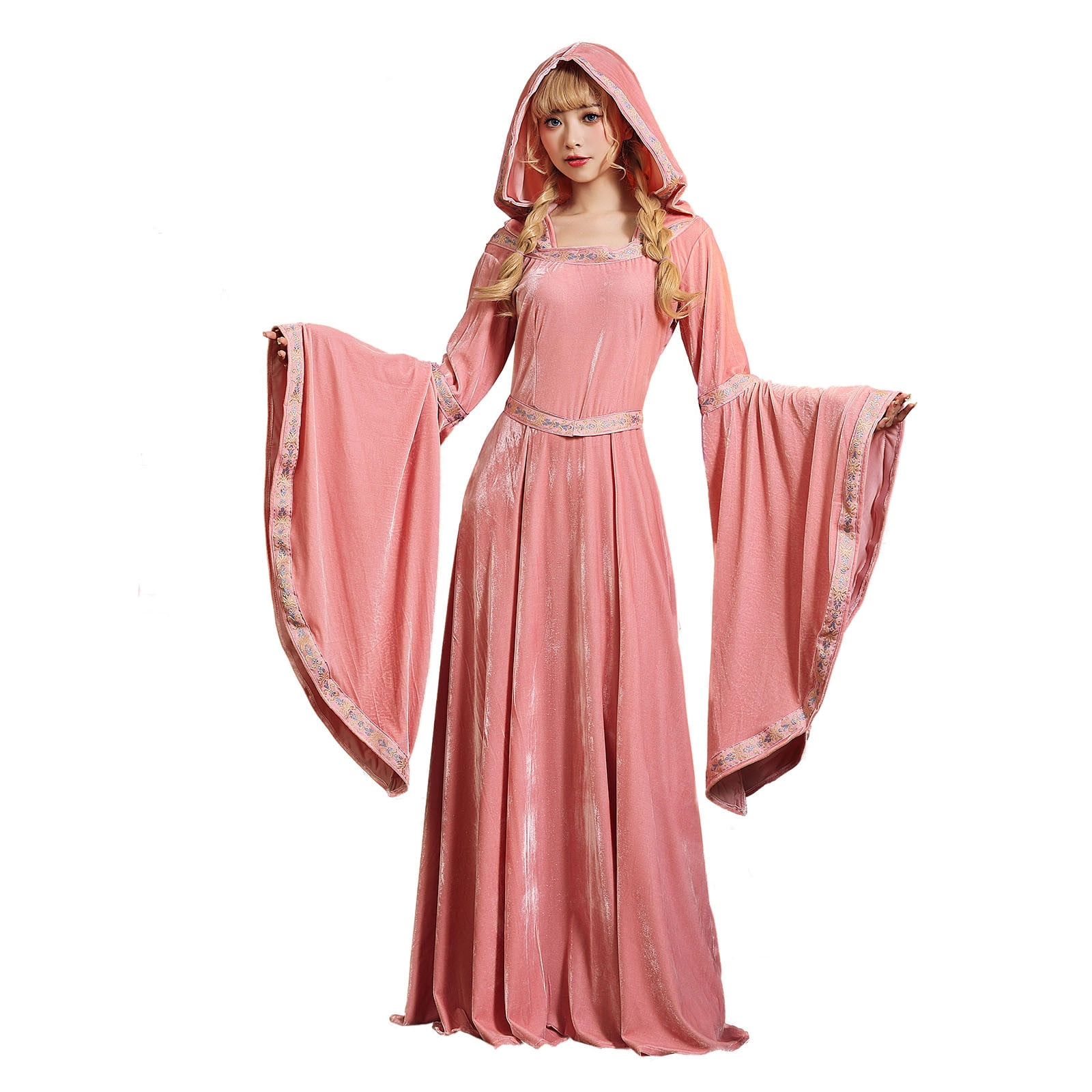 Fesfesfes Women Gowns Halloween Retro Gothic Round Neck Long Sleeve Medieval  Court Long Dress or - Walmart.com