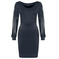 thumbnail image 1 of Fesfesfes Women Gowns Long Sleeve Dress Formal Gowns V Neck Sequin Party Office Gowns And Evening Dresses or, 1 of 1