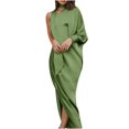 thumbnail image 1 of Fesfesfes Women Gowns Sexy Casual Long Sleeve Strapless Solid Fork Opening Dress Clearance, 1 of 5