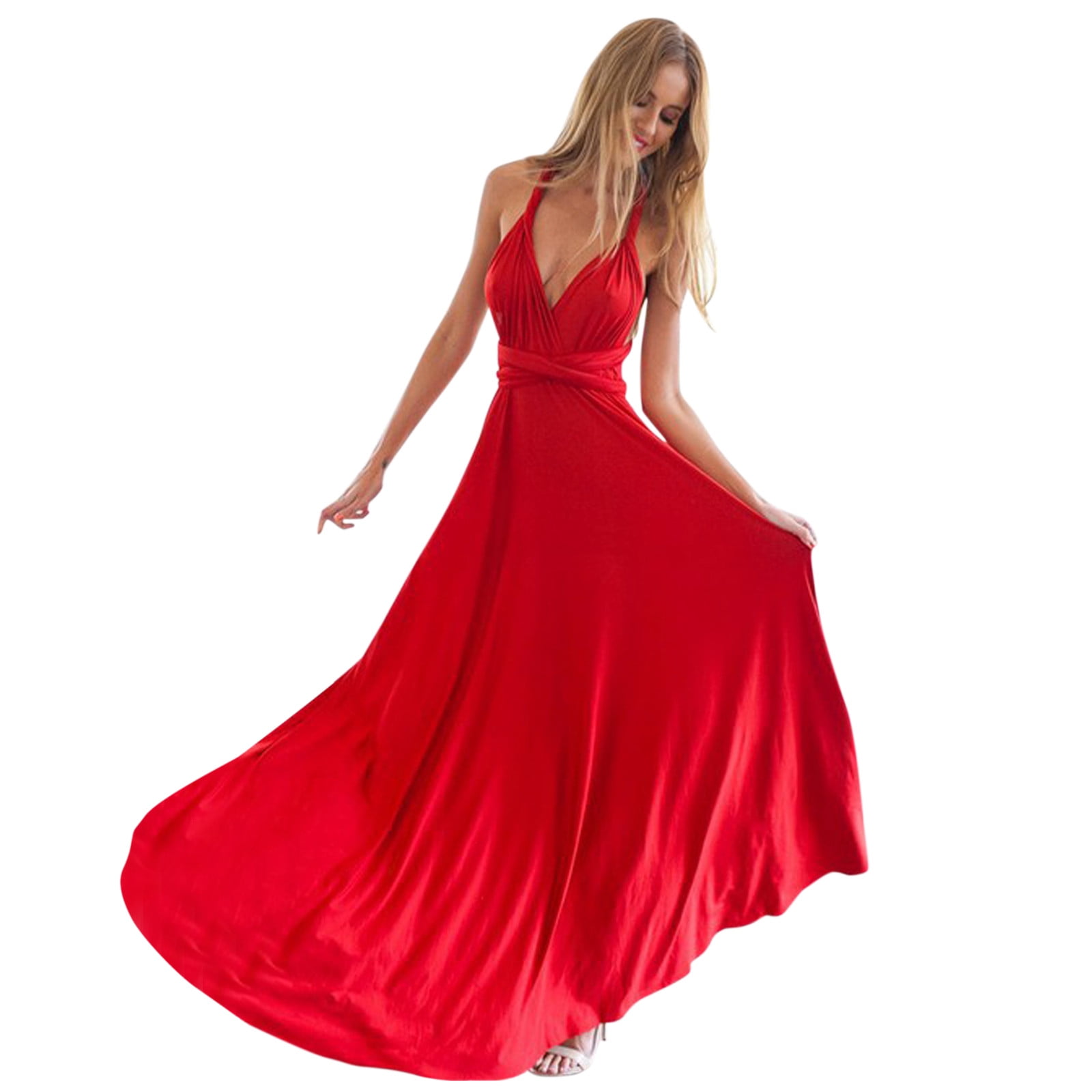 Two Young Beautiful Girls Wearing Off-the-shoulder Full-length Sky Blue and  Crimson Red Satin Slit Prom Ball Gowns Stock Photo - Image of hemline,  blue: 208350640