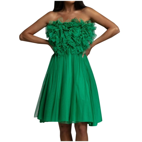 Fesfesfes Women Gowns Sexy Sleeveless Solid Dress Strapless Backless Mini Dress Under $10