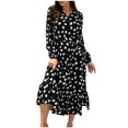 thumbnail image 1 of Fesfesfes Women Gowns Sexy V-Neck Long Sleeve Bandage Print Party Fall Ankle Length Dress Tops on, 1 of 1