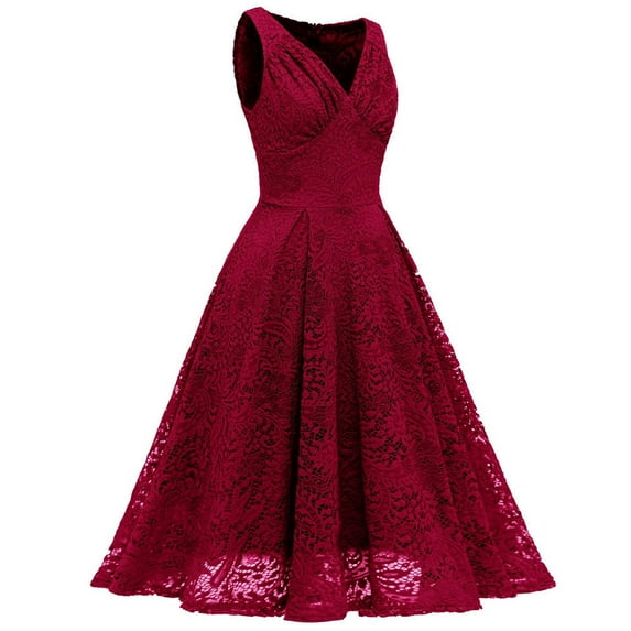 Fesfesfes Women Gowns V-Neck Lace Color Block Draped Patchwork Cute Party Evening Formal Dress Clothes Sale