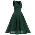 thumbnail image 1 of Fesfesfes Women Gowns V-Neck Lace Color Block Draped Patchwork Cute Party Evening Formal Dress Tops on, 1 of 1