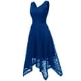 thumbnail image 1 of Fesfesfes Women Gowns V-Neck Lace Color Block Draped Patchwork Cute Party Evening Formal Dress Under $10, 1 of 1