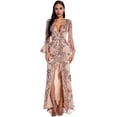 thumbnail image 1 of Fesfesfes Women Gowns V neck Mesh sequin Fashion Long Sleeve Party Long Dress Plus Size $10, 1 of 1