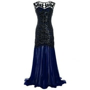Fesfesfes Women Gowns s 1920s Black Sequin Gatsby Maxi Long Evening Prom Dress Plus Size Tops on
