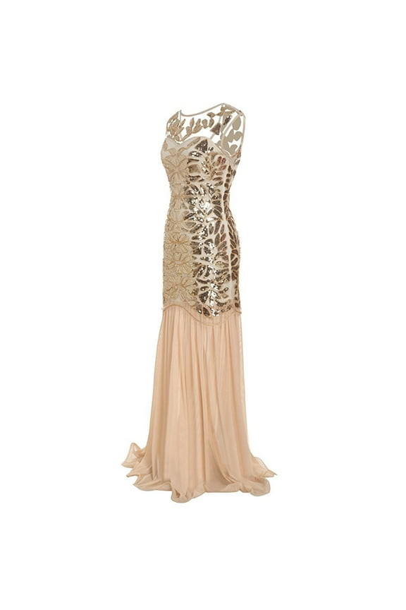 Women Gowns 's 1920s Black Sequin Gatsby Maxi Long Evening Prom Dress Plus Size or