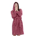 thumbnail image 1 of Fesfesfes Women Hooded Bathrobe Long Sleeve Front Pockets Soft Warm Winter Robe Cozy Casual Wear Plush Fleece Housecoat for Home Relaxation Casual Wear(Pink,Free Size), 1 of 5