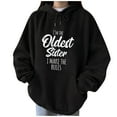 thumbnail image 1 of Fesfesfes Women Hooded Casual Print Hooded Long Sleeve Round Neck T-Shirt Top Clearance Under $10, 1 of 5