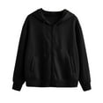 thumbnail image 1 of Fesfesfes Women Hooded Casual Solid Long Sleeve Zipper Pocket Shirt Hooded Sweatshirt Tops Sale Tops on Clearance, 1 of 6