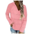 thumbnail image 1 of Fesfesfes Women Hooded Casual Solid V-Neck Long Sleeves Hooded Sweater Blouse Tops Under $10, 1 of 8