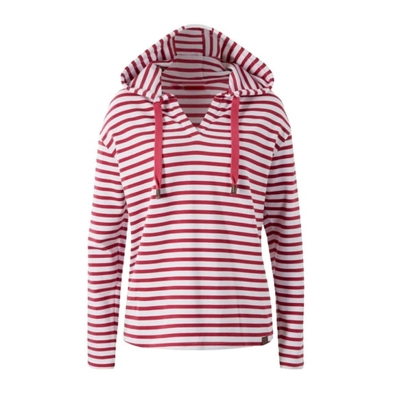 Fesfesfes Women Hooded Casual Sweatshirts Long Sleeve Fall Hoodie Stripes Hoodie Tops Shirt Bouse Plus Size $10