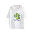 thumbnail image 1 of Fesfesfes Women Hooded Cute Dinosaur Printing Short Sleeve T-shirt Tops Loose Pocket Blouses Plus Size $10, 1 of 5