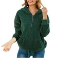 thumbnail image 1 of Fesfesfes Women Hooded Flannel Zipper Lace Long Sleeve Casual Sweatshirt Pullover Top Coat or, 1 of 7