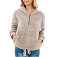 thumbnail image 1 of Fesfesfes Women Hooded Flannel Zipper Lace Long Sleeve Casual Sweatshirt Pullover Top Coat Under $10, 1 of 7