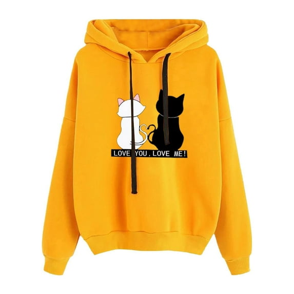 Fesfesfes Women Hooded Hoodie Printing Loose Casual Long Sleeve Sweatshirt Tops or