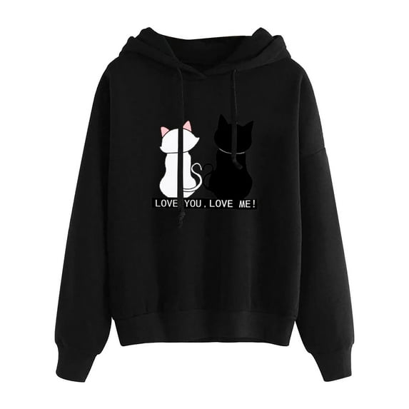 Fesfesfes Women Hooded Hoodie Printing Loose Casual Long Sleeve Sweatshirt Tops or
